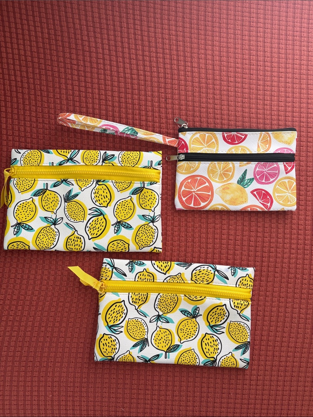 🍋 (3) Lemon/Citrus Fruits Cosmetics Bags